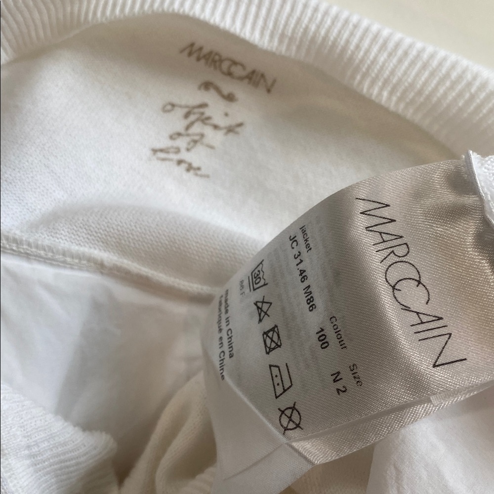 Marc Cain White Knit High Low Cardigan Cotton Button Front Size 2 Medium - Picture 13 of 15
